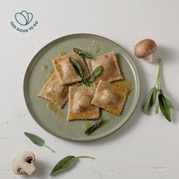 Brot-Ravioli mit Pilzfüllung